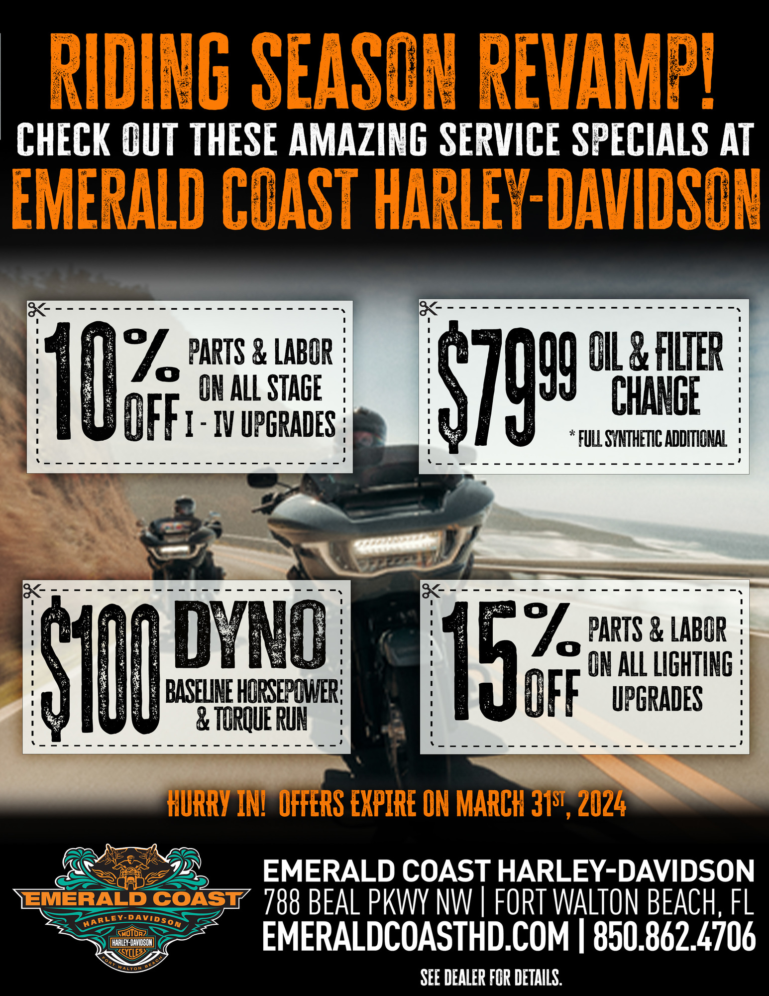 Go to emeraldcoasthd.com (service-request-harley-davidson-dealership--xservice_request subpage)
